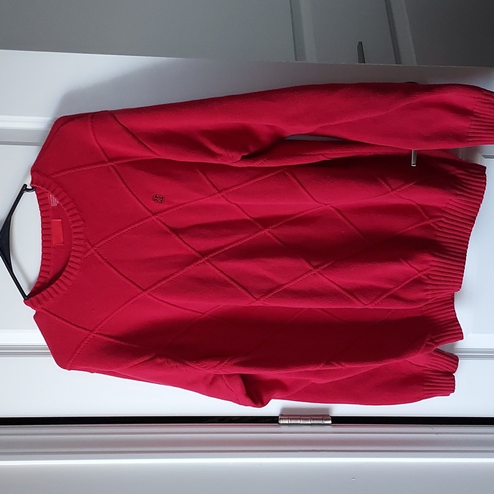 Izod mens long sleeve sweater red large